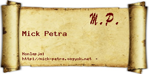 Mick Petra névjegykártya